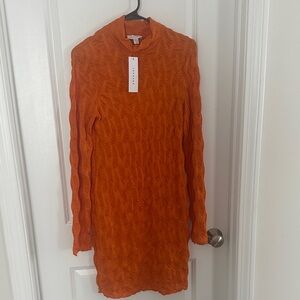Topshop Orange Textured Mini Dress